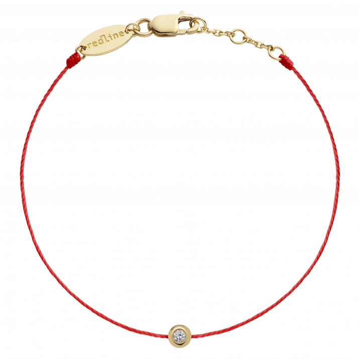 Pulsera en hilo, con diamante central de 0,05 ct y oro amarillo de 18k - Redline - 0++