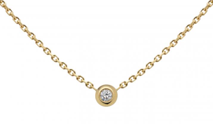 Collar de cadena y cadena con diamante de 0.05ct en engaste de bisel de oro blanco - Redline