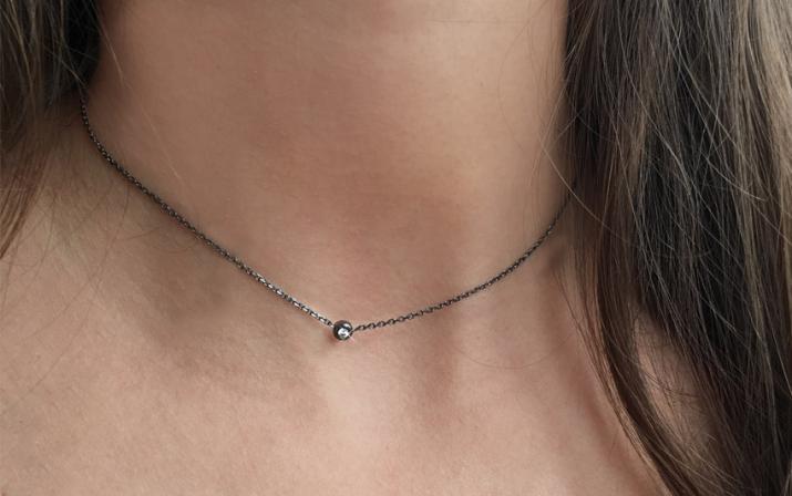  Collar de cadena de diamantes 0.05 quilates en oro negro  - Redline - 0++