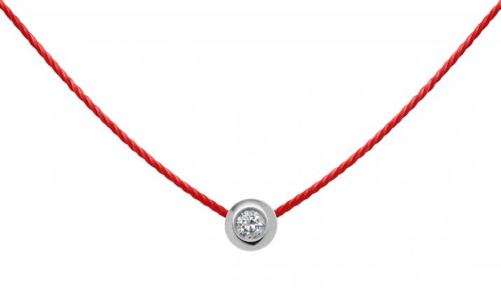 Collar de cadena con diamante de 0.05ct en engaste de bisel de oro blanco - Redline - 0++
