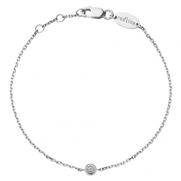 Pulsera de cadena con diamante de 0.05 quilates en oro blanco  - Redline