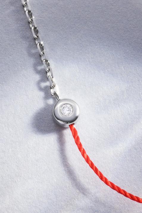 Pulsera en hilo y cadenadiamante 0.2ct en oro blanco - Redline - 0++