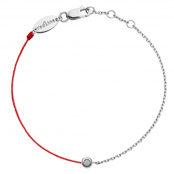 Pulsera en hilo y cadenadiamante 0.2ct en oro blanco - Redline - 0++