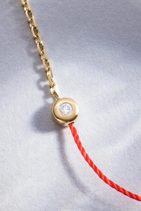 Pulsera en hilo y cadenadiamante 0.2ct en oro amarillo - Redline - 0++