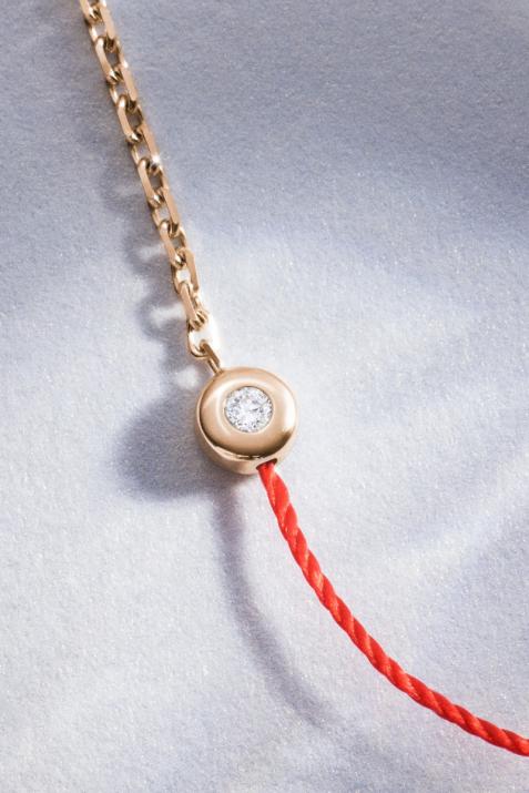 Pulsera en hilo doble con 0.2ct de diamante en base de oro rosa - Redline - 0++