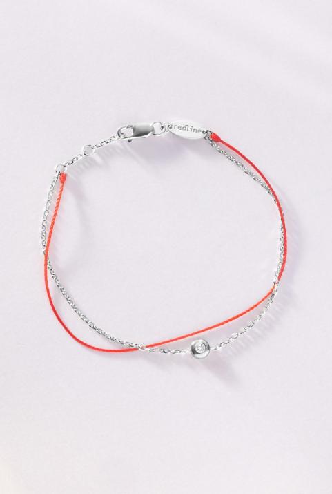 Pulsera en hilo y cadena con 0.5ct de diamante en base de oro blanco - Redline - 0++