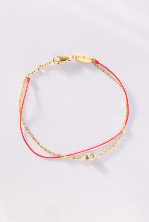 Pulsera en hilo y cadena con 0.5ct de diamante en base de oro amarillo - Redline - 0++