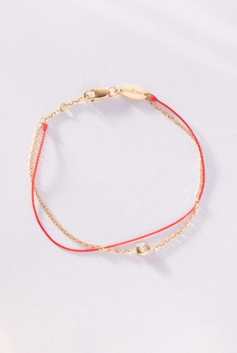 Pulsera en hilo y cadena con 0.5ct de diamante en base de oro rosa - Redline - 0++