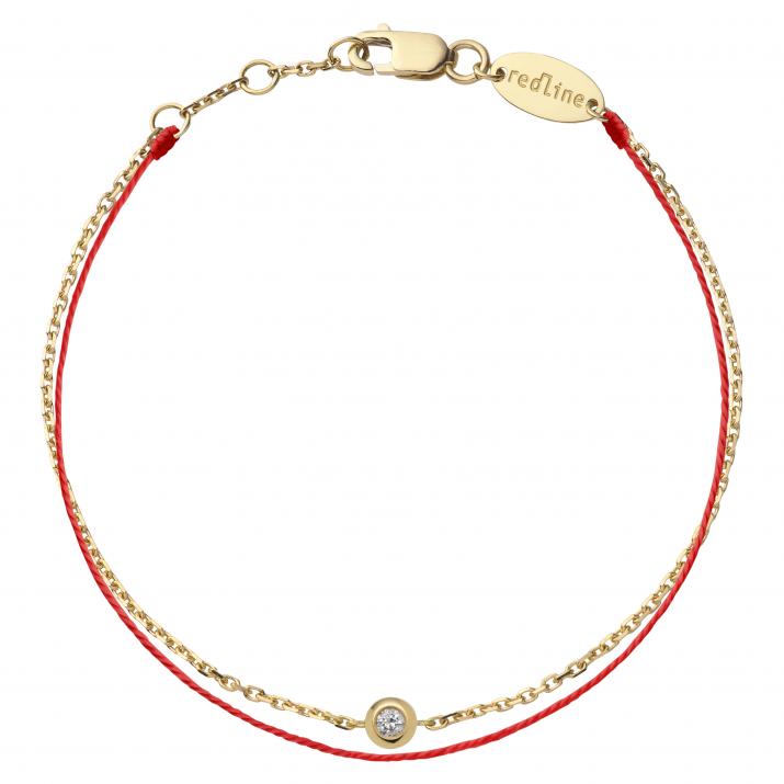 Pulsera en hilo y cadena con 0.5ct de diamante en base de oro amarillo - Redline - 0++