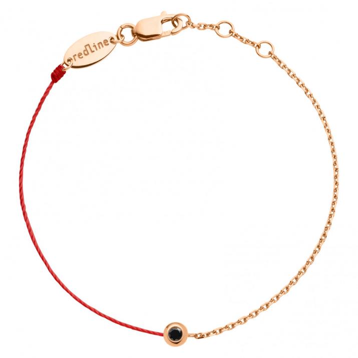 Pulsera Media Cadena Medio Hilo Mini Pure Diamant Noir Oro rosa - Redline - 0++
