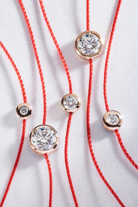 Pulsera hilo con diamante de 0.10ct en oro rosa - Redline - 0++