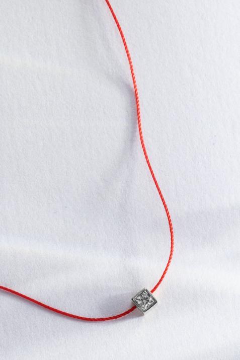 Collar de cadena para mujeres con 0.10ct de diamantes redondos en engaste de oro blanco - Redline - 0++