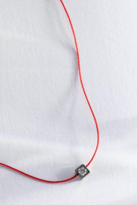 Collar de cadena para mujeres con 0.10ct de diamantes redondos en engaste de oro negro - Redline - 0++