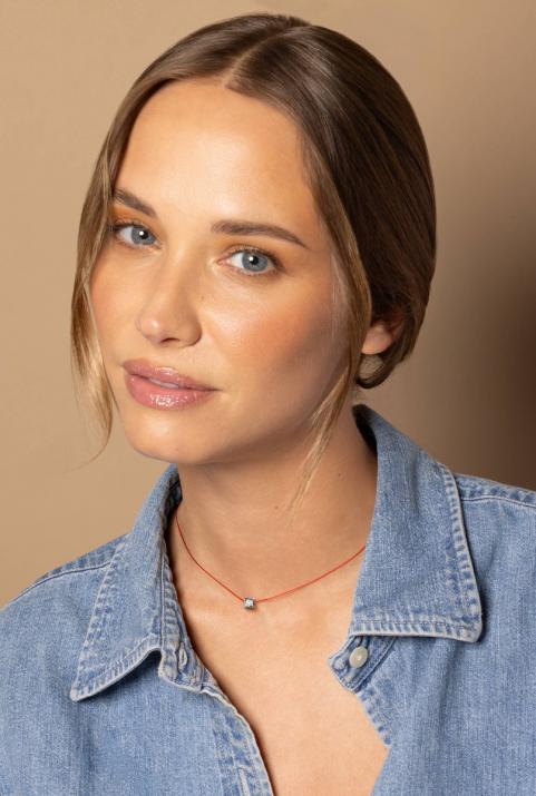 Collar de cadena para mujeres con 0.10ct de diamantes redondos en engaste de oro negro - Redline - 0++