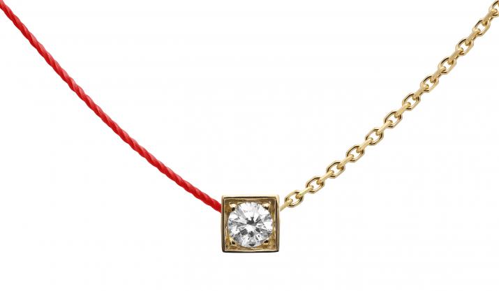Collar de cadena con un diamante redondo de 0.10ct en engaste de oro amarillo - Redline - 0++