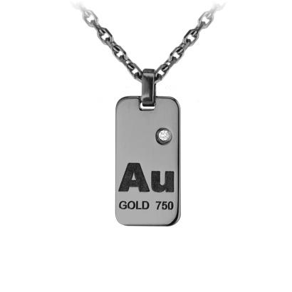 Chain Necklace For Women with 0.05ct Round Diamond in Black Gold Pavé Setting - Redline