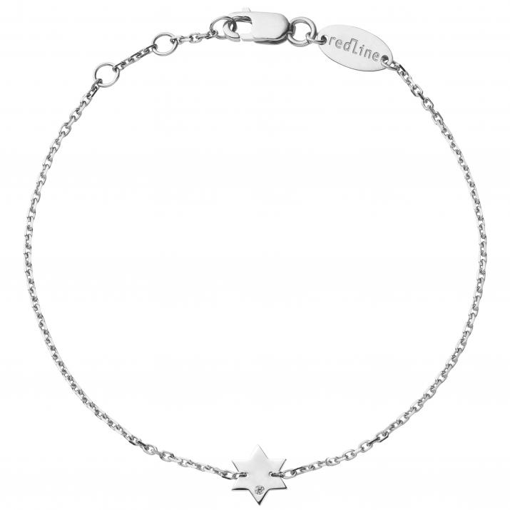 White gold chain bracelet with diamond on a star - Redline