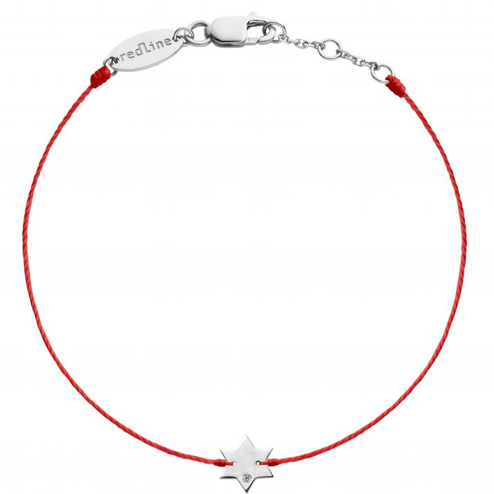 String bracelet with diamond on a star in white gold - Redline - 0++