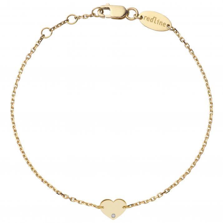 Yellow gold chain bracelet with diamond on a heart - Redline - 0++