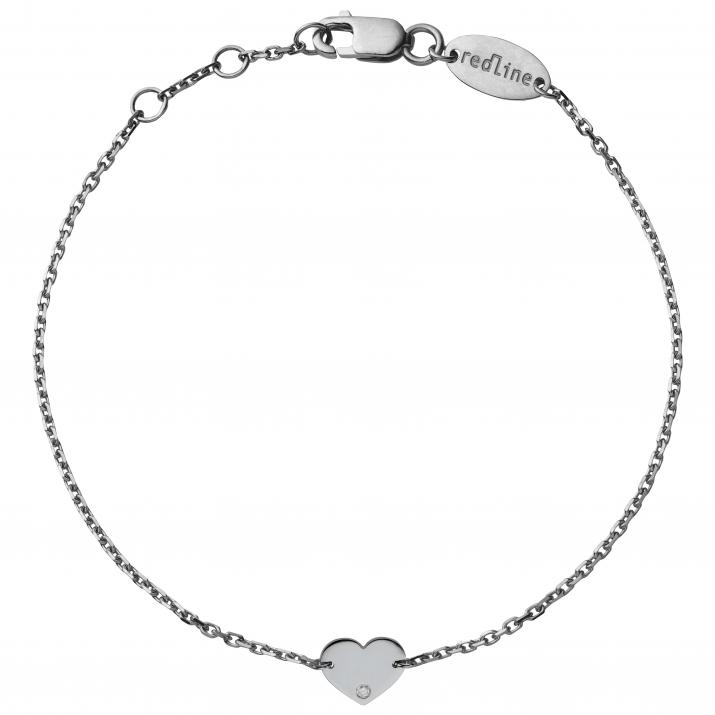 Black gold chain bracelet with diamond on a heart - Redline