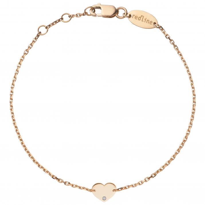 Rose gold chain bracelet with diamond on a heart - Redline