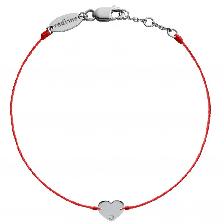 String bracelet with diamond on a heart in black gold - Redline