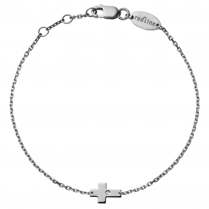 Black gold chain bracelet with diamond on a cross - Redline - 0++