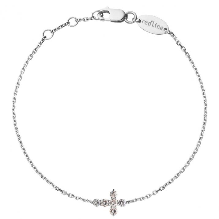 Chain Bracelet For Women with 0.20ct Round Diamond in White Gold Prong Setting - Redline