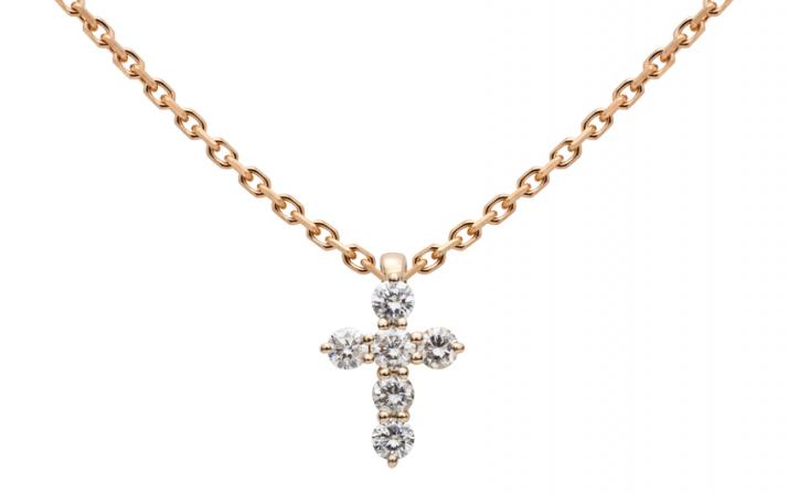 Chain Necklace For Women with 0.20ct Round Diamond in Rose Gold Prong Setting - Redline