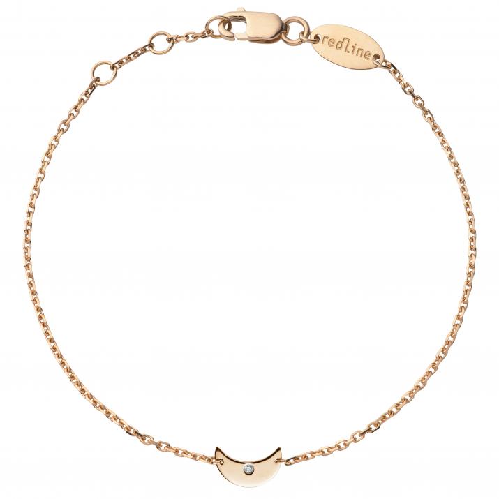 Rose gold chain bracelet with diamond on a crescent moon - Redline - 0++