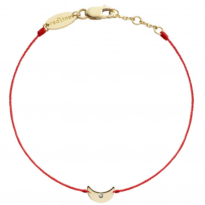 String bracelet with diamond on a crescent moon in yellow gold - Redline - 0++