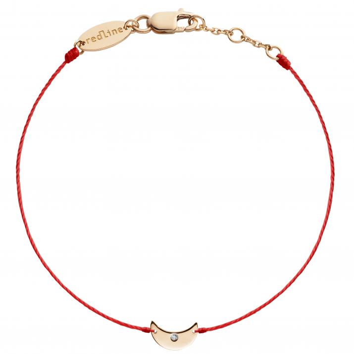 String bracelet with diamond on a crescent moon in rose gold - Redline - 0++