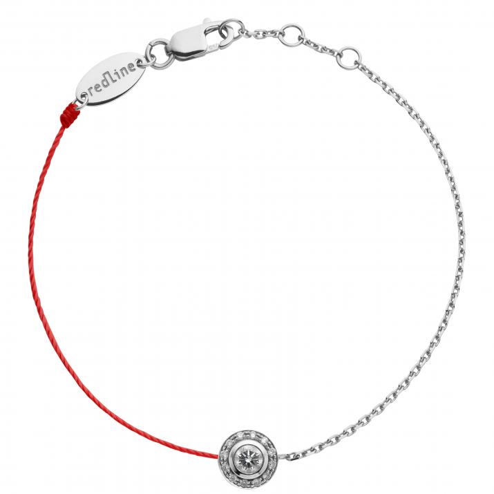 Pulsera en hilo y cadena con diamante de 0.26ct en base de oro blanco - Redline - 0++