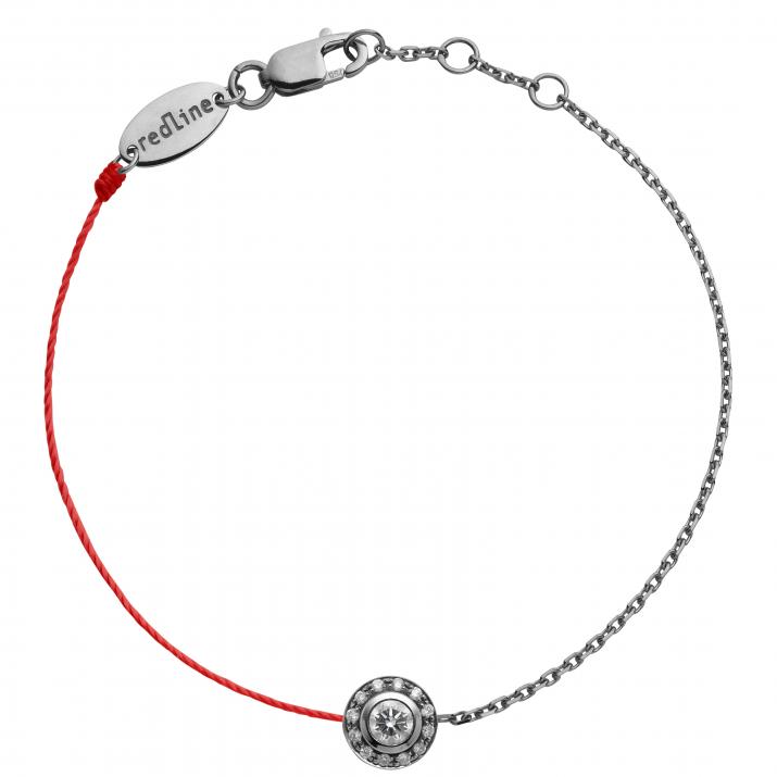 Pulsera en hilo y cadena con diamante de 0.26ct en base de oro negro - Redline - 0++