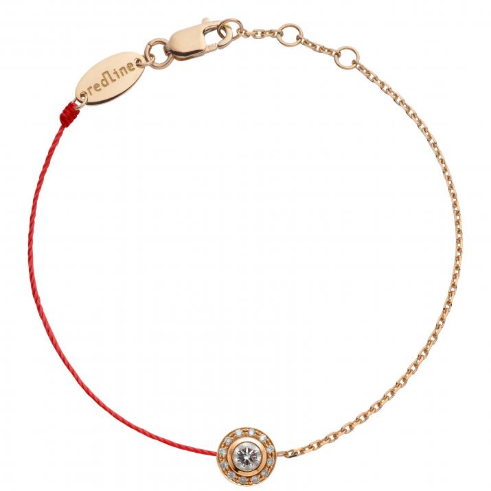 Pulsera en hilo y cadena con diamante de 0.26ct en base de oro rosa - Redline - 0++