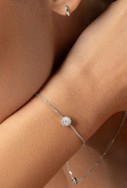 Pulsera en cadena con diamante de 0.26ct en base de oro blanco - Redline - 0++