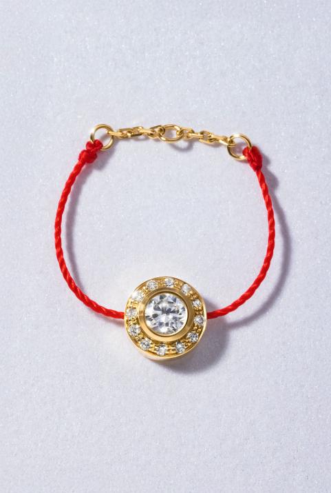 Anillo en hilo con diamante de 0.26ct en base de oro amarillo - Redline - 0++