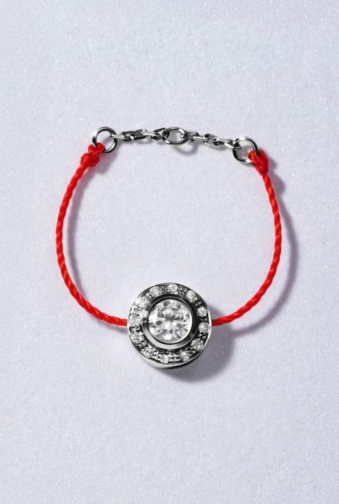 Anillo en hilo con diamante de 0.26ct en base de oro negro - Redline - 0++