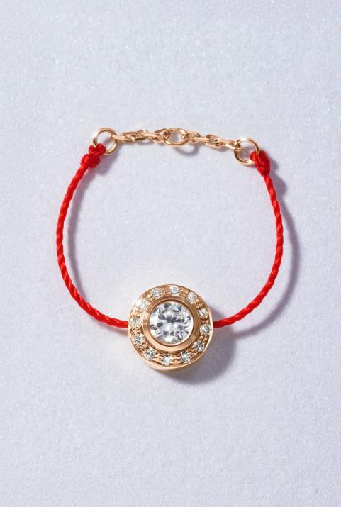 Anillo en hilo con diamante de 0.26ct en base de oro rosa - Redline - 0++