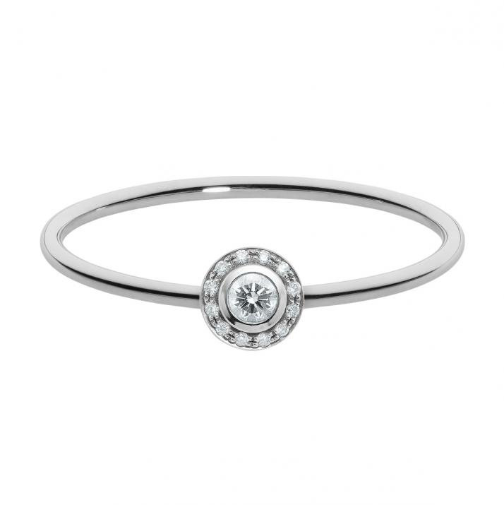 Anillo rígido con diamantes de 0.26ct en base de oro blanco  - Redline