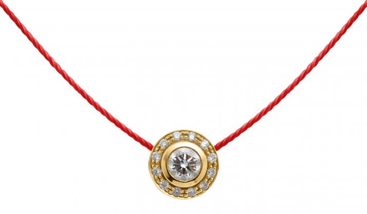 Collar en hilo con diamante de 0.26ct en base de oro amarillo - Redline - 0++