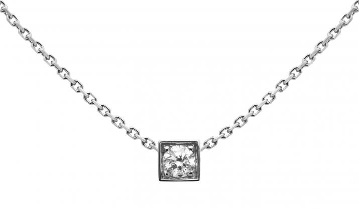 Collar de cadena para mujeres con 0.10ct de diamantes redondos en engaste de oro blanco - Redline - 0++