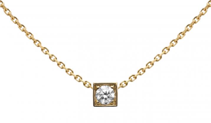 Collar de cadena para mujeres con 0.10ct de diamantes redondos en engaste de oro amarillo - Redline - 0++
