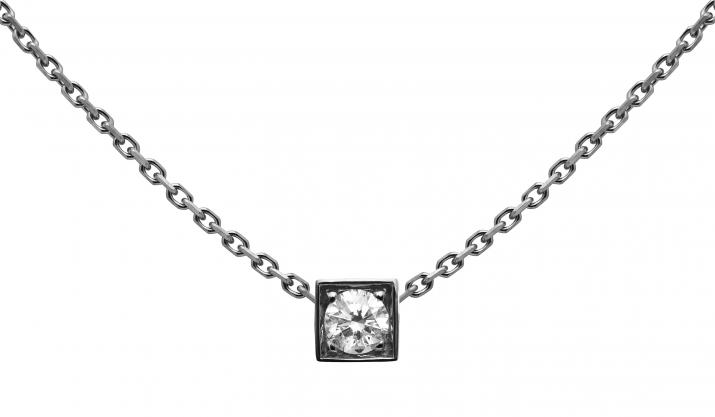 Collar de cadena para mujer con 0.10ct de diamantes redondos en engaste de oro negro - Redline - 0++