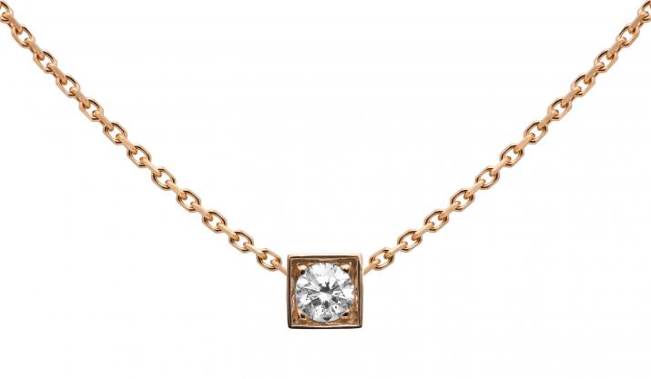 Collar de cadena para mujeres con 0.10ct de diamantes redondos en engaste de oro rosa - Redline - 0++