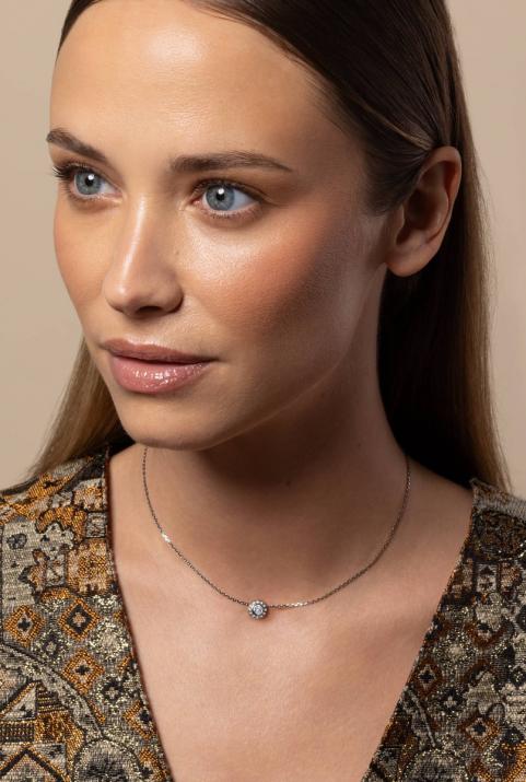 Collar en cadena con diamante de 0.26ct en base de oro negro - Redline - 0++