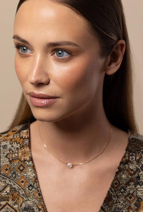 Collar en cadena con diamante de 0.26ct en base de oro rosa - Redline - 0++