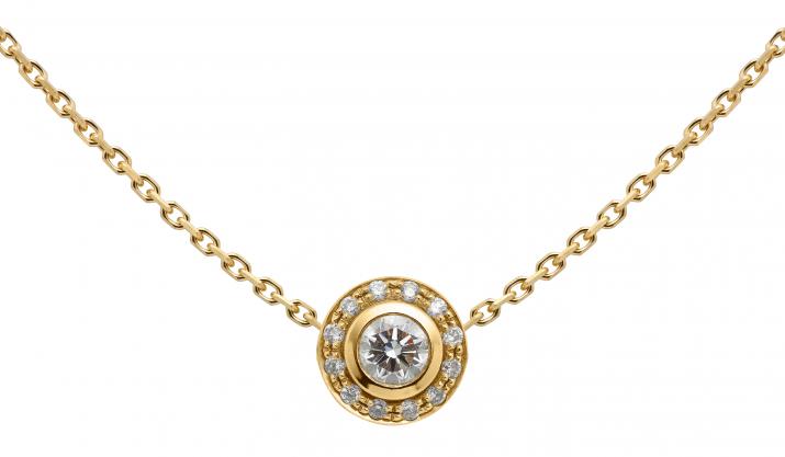 Collar en cadena con diamante de 0.26ct en base de oro amarillo - Redline - 0++