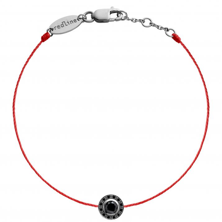 Pulsera para hombre en hilo con 0.20ct de diamantes negros en base de oro negro - Redline - 0++