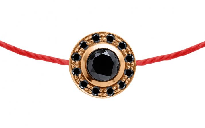 Pulsera para hombre en hilo con 0.20ct de diamantes negros en base de oro rosa - Redline - 0++